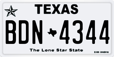 TX license plate BDN4344