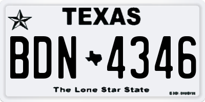 TX license plate BDN4346