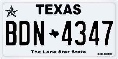 TX license plate BDN4347