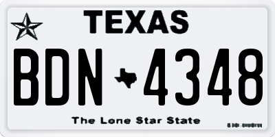 TX license plate BDN4348