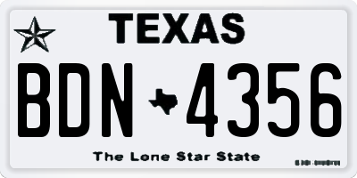 TX license plate BDN4356