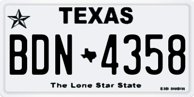 TX license plate BDN4358