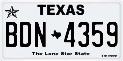 TX license plate BDN4359