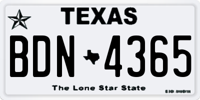 TX license plate BDN4365