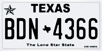 TX license plate BDN4366