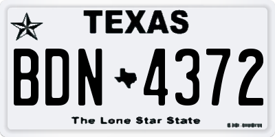 TX license plate BDN4372