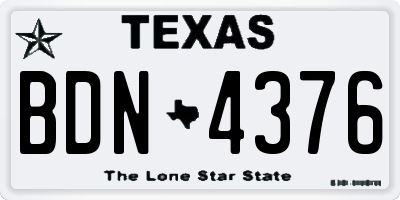 TX license plate BDN4376