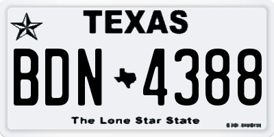 TX license plate BDN4388