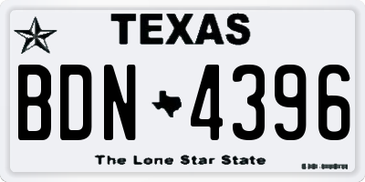 TX license plate BDN4396
