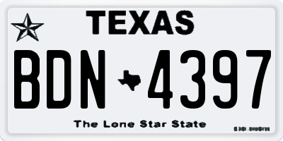 TX license plate BDN4397