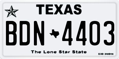 TX license plate BDN4403