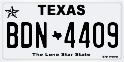 TX license plate BDN4409