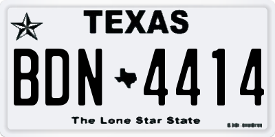 TX license plate BDN4414