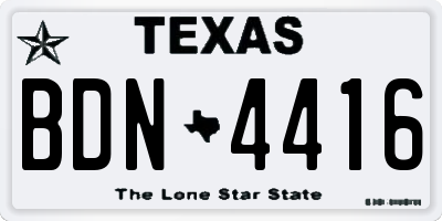 TX license plate BDN4416