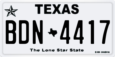 TX license plate BDN4417