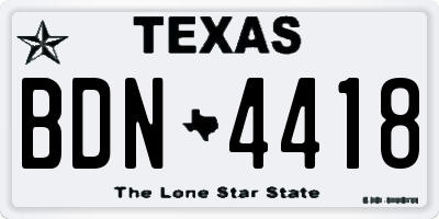 TX license plate BDN4418