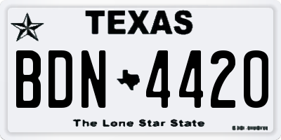 TX license plate BDN4420
