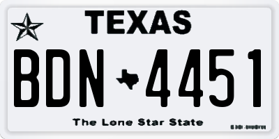 TX license plate BDN4451