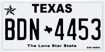 TX license plate BDN4453