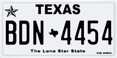TX license plate BDN4454