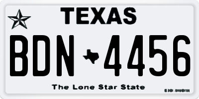 TX license plate BDN4456