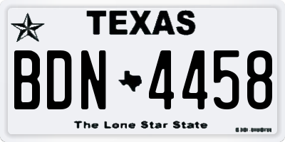 TX license plate BDN4458