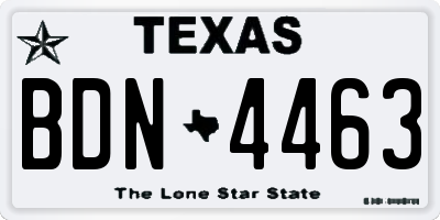 TX license plate BDN4463