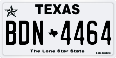 TX license plate BDN4464