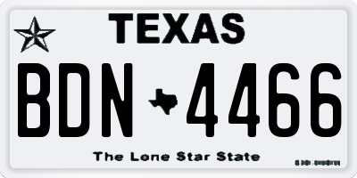 TX license plate BDN4466