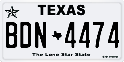 TX license plate BDN4474