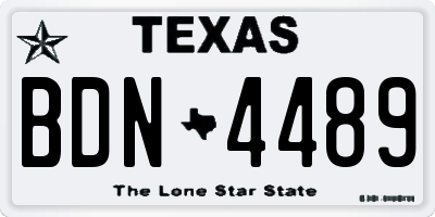 TX license plate BDN4489