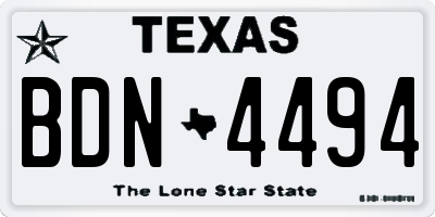 TX license plate BDN4494