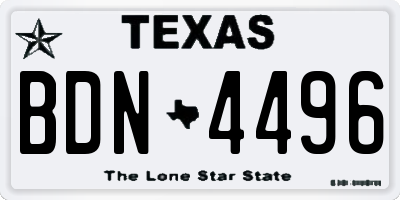 TX license plate BDN4496