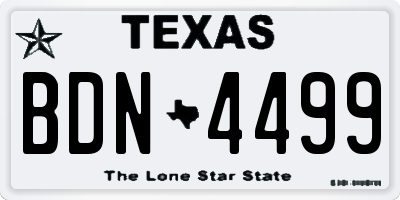 TX license plate BDN4499