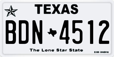 TX license plate BDN4512