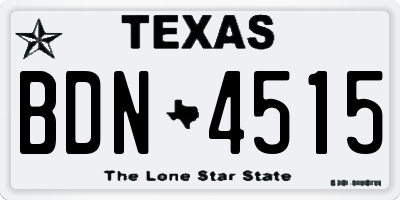 TX license plate BDN4515
