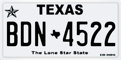 TX license plate BDN4522