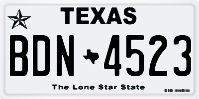 TX license plate BDN4523