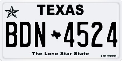 TX license plate BDN4524