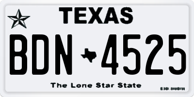 TX license plate BDN4525
