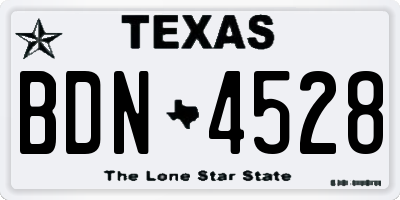 TX license plate BDN4528