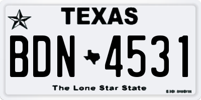 TX license plate BDN4531