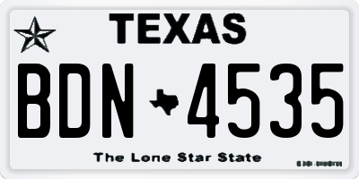 TX license plate BDN4535