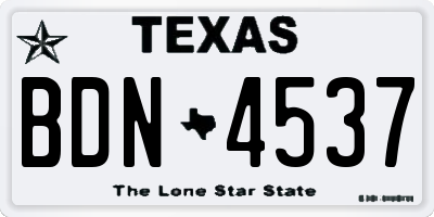 TX license plate BDN4537
