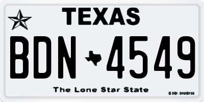 TX license plate BDN4549