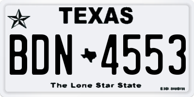 TX license plate BDN4553