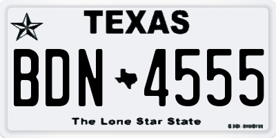 TX license plate BDN4555