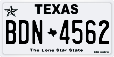 TX license plate BDN4562