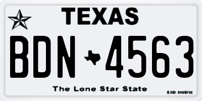 TX license plate BDN4563