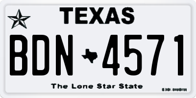 TX license plate BDN4571